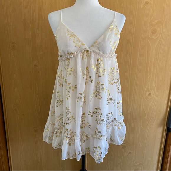 Lucy In The Sky • Rosa Chiffon Day Dress in Ivory and Gold Detailing - Picture 5 of 14